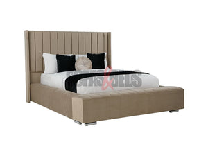 Angel Beige Velvet Upholstered Bed