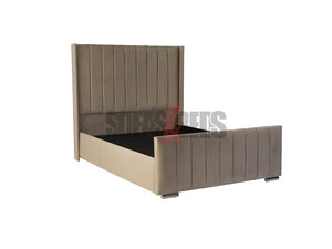  Velvet Upholstered Bed in beige- Sofas & Beds Limited