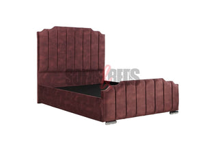 Velvet Upholstered Bed in Burgundy | Sofas & Beds Limited