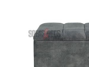 Opened Grey Velvet Storage Box | Sofas & Beds Limited 