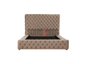 Velvet Chesterfield Bed - Beige | Tufted Design - Sofas & Beds Limited