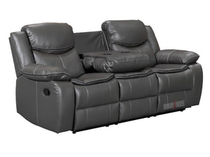 Reclined 3 Seater Grey Leather Recliner Sofa - Sofa Highgate | Sofas & Beds Ltd.