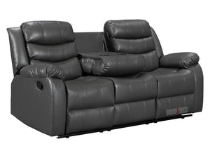 Sorrento 3 Seater Grey Leather Recliner Sofa