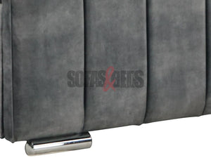 Velvet Upholstered Bed in Grey with cushions | Sofas & Beds Limited