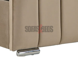 Velvet Upholstered Bed in beige | Sofas & Beds Limited