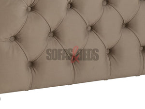  Velvet Upholstered Bed in Beige by Sofas & Beds Limited 