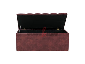 Opened Burgundy Velvet Storage Box | Sofas & Beds Limited