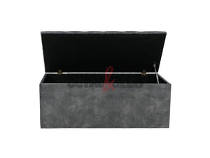 Opened Grey Velvet Storage Box | Sofas & Beds Limited 