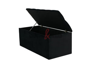 Opened black Velvet Storage Box | Sofas & Beds Limited