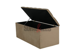 Opened Beige Velvet Storage Box | Sofas & Beds Limited