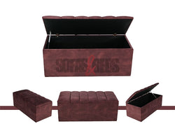 Opened Burgundy Velvet Storage Box | Sofas & Beds Limited 