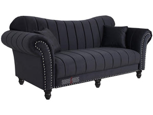 Wembley 3+2 Black Velvet Lined Sofa Set - Sofas & Beds Ltd